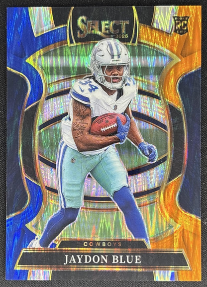 Jaydon Blue 2025 Panini Select Concourse and Orange Prizm Shock /35 Cowboys