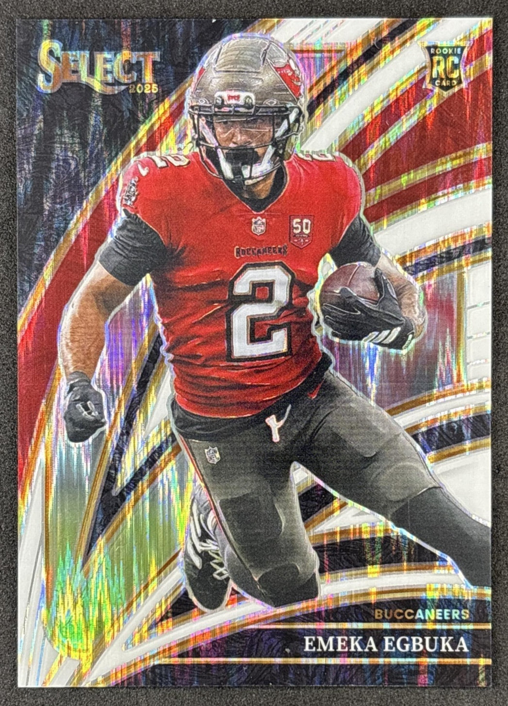 Emeka Egbuka 2025 Panini Select Club Level White Prizm Shock /799 Buccaneers