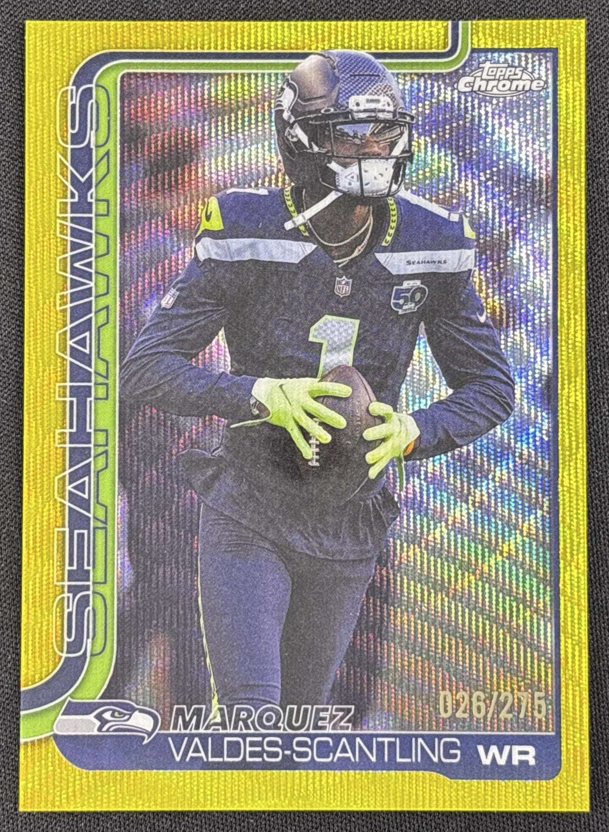Marquez Valdes-Scantling 2025 Topps Chrome Yellow Wave Refractor /275 Seahawks