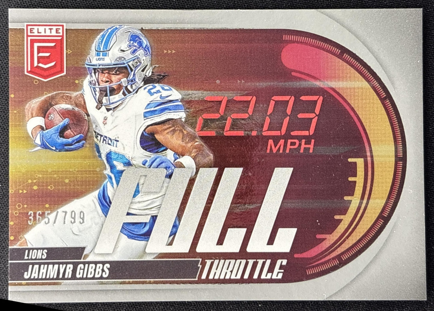Jahmyr Gibbs 2025 Panini Donruss Elite Full Throttle /799