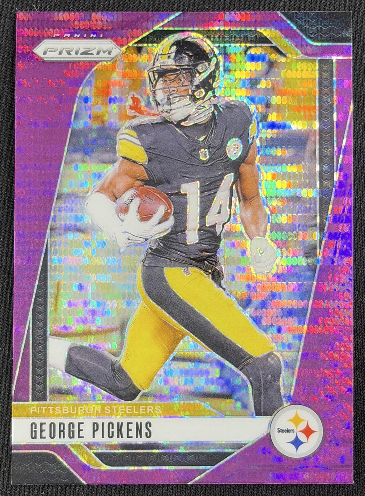 George Pickens 2024 Panini Prizm Purple Pulsar Steelers Sports Trading Card