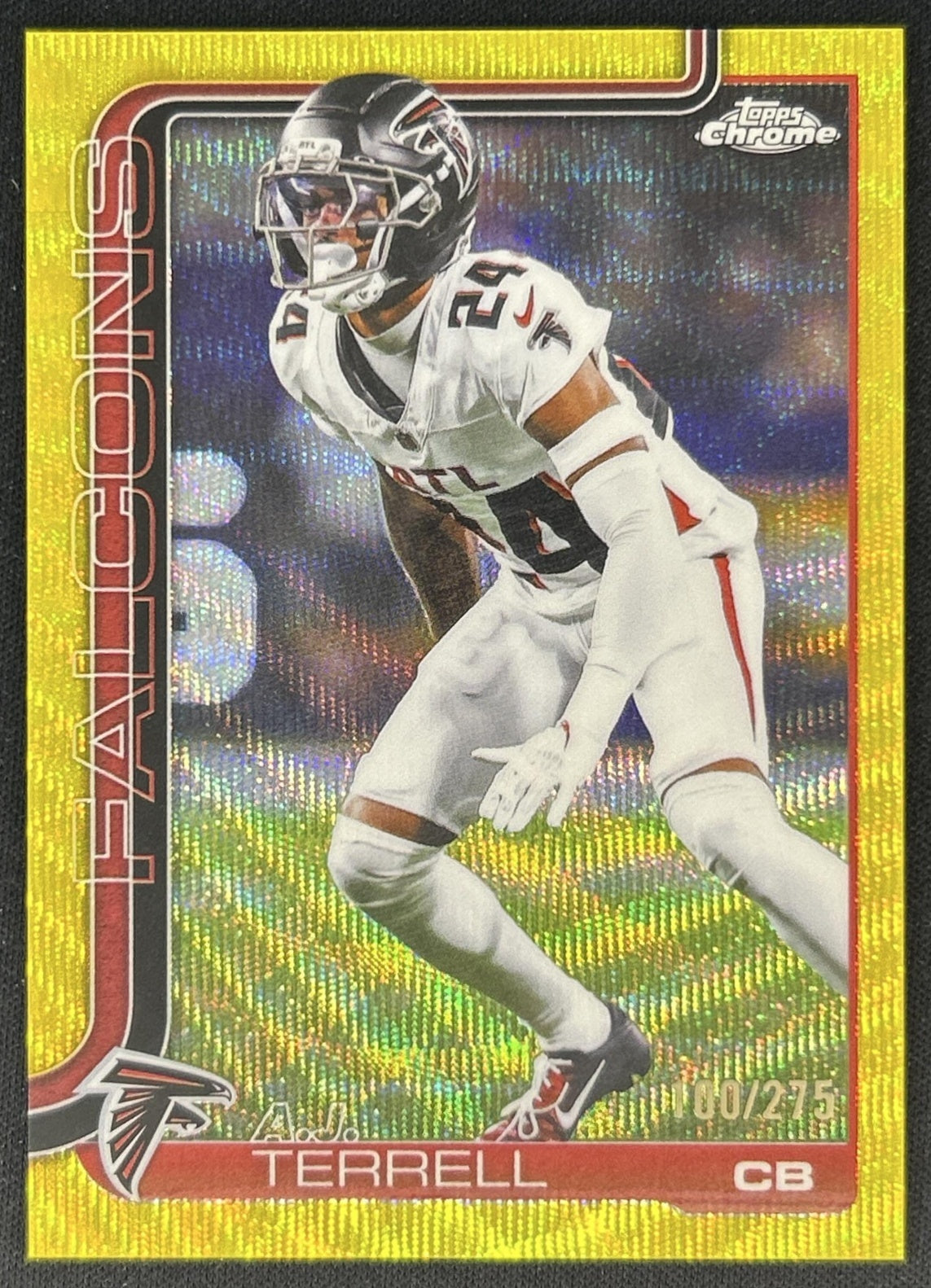 A.J. Terrell 2025 Topps Chrome Yellow Wave Refractor /275 Falcons