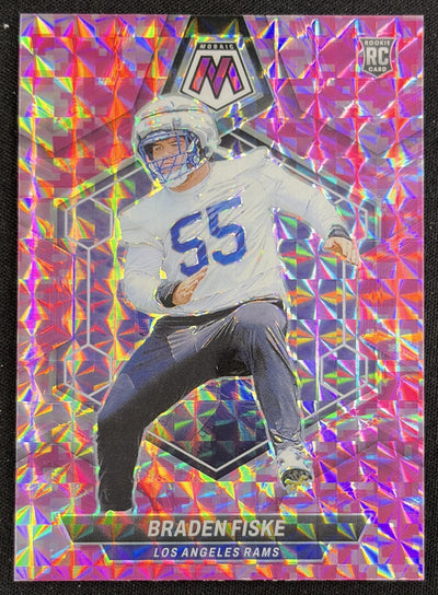 Braden Fiske 2024 Panini Mosaic Camo Pink Prizm Rams Sports Trading Card