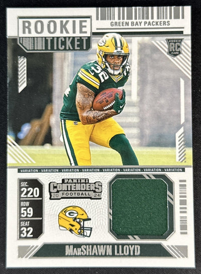 MarShawn Lloyd 2024 Panini Contenders Rookie Ticket Swatches Variation Packers