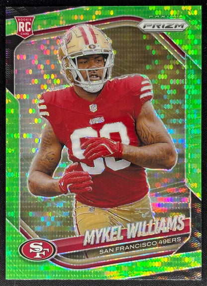 Mykel Williams 2025 Prizm Neon Green Pulsar 49ers Sports Trading Cards