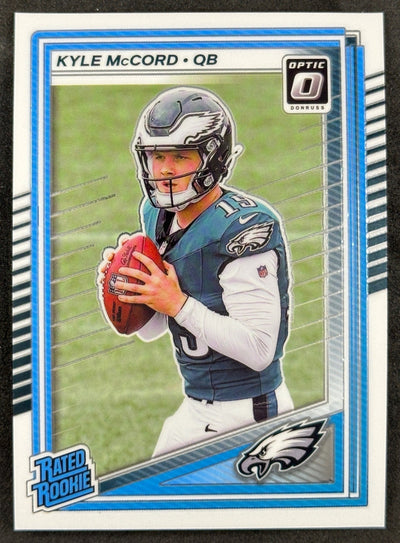 Kyle McCord 2025 Donruss Optic Rated Rookie Eagles Sports Trading Card