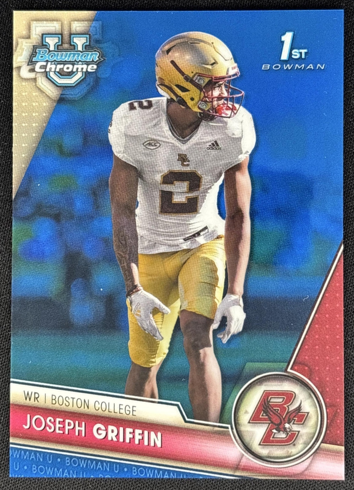 Joseph Griffin 2023 Bowman University Chrome Blue Refractor /199 Eagles front