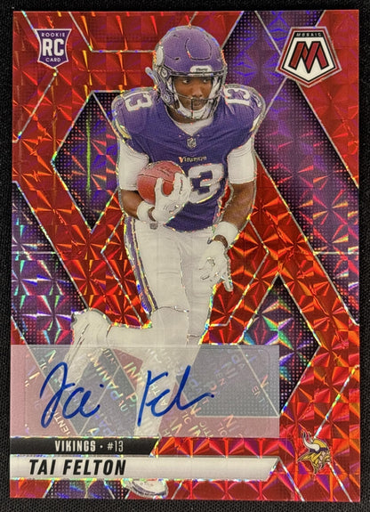 Tai Felton 2025 Panini Mosaic Rookie Auto Red Prizm /199 Vikings