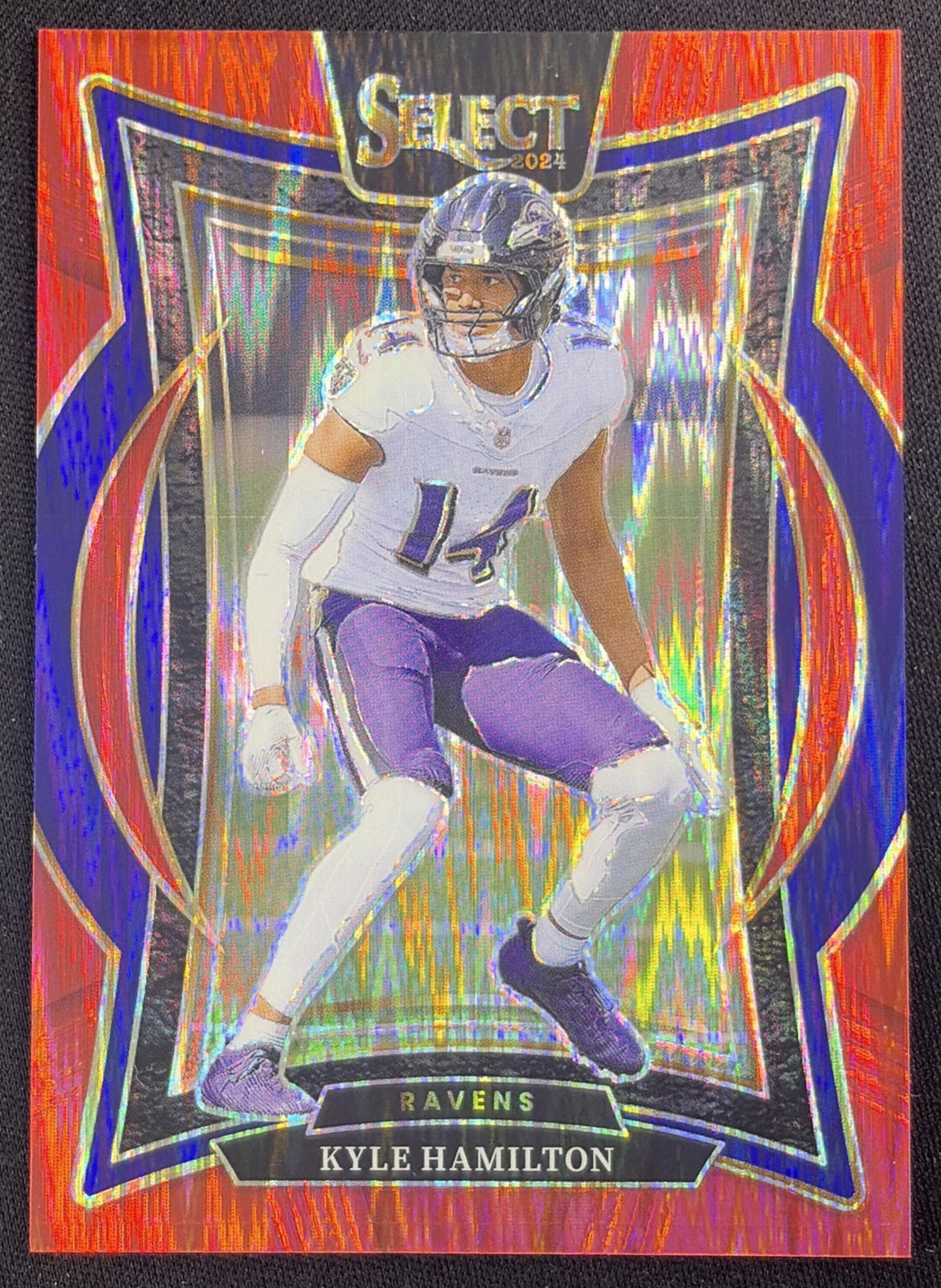 Kyle Hamilton 2024 Panini Select Concourse Red Prizm Shock /249 Ravens