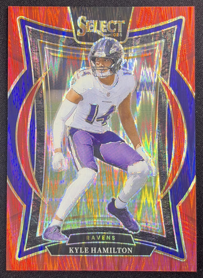 Kyle Hamilton 2024 Panini Select Concourse Red Prizm Shock /249 Ravens
