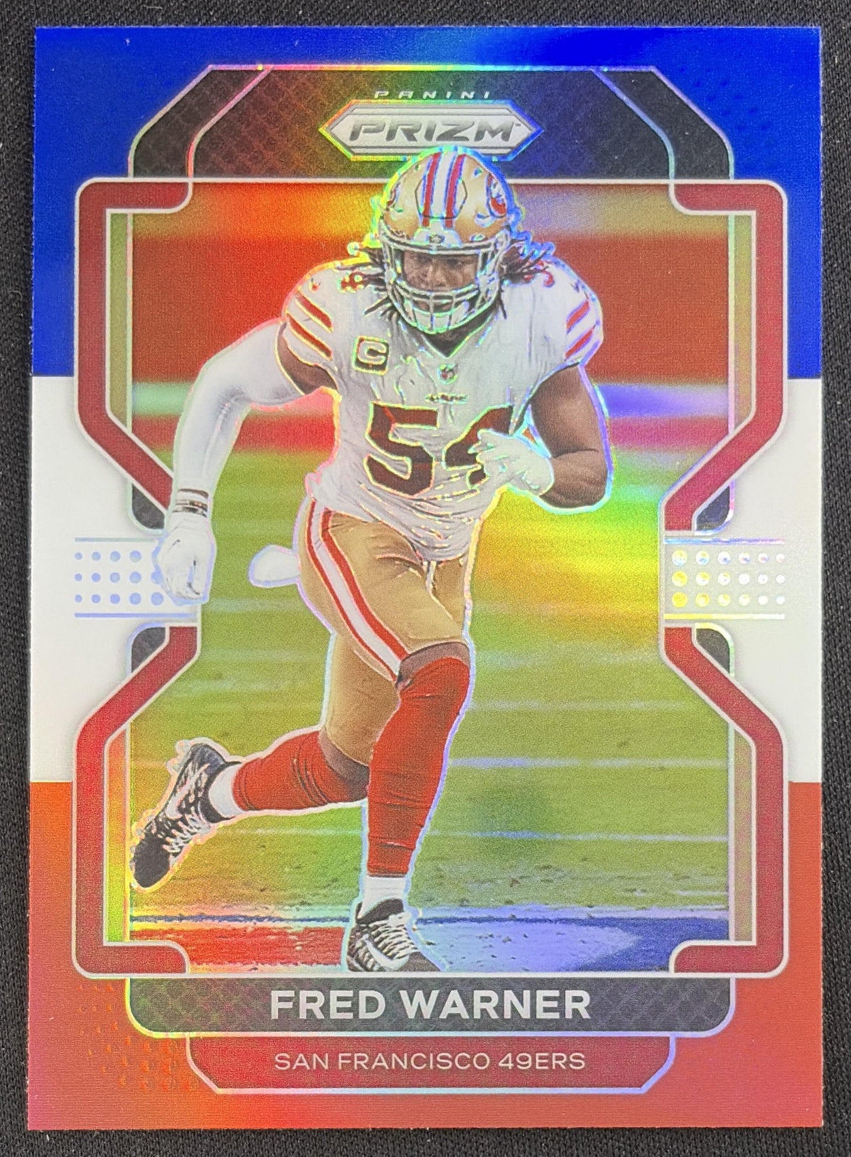 Fred Warner 2021 Panini Prizm Red White and Blue 49ers Sports Trading Card