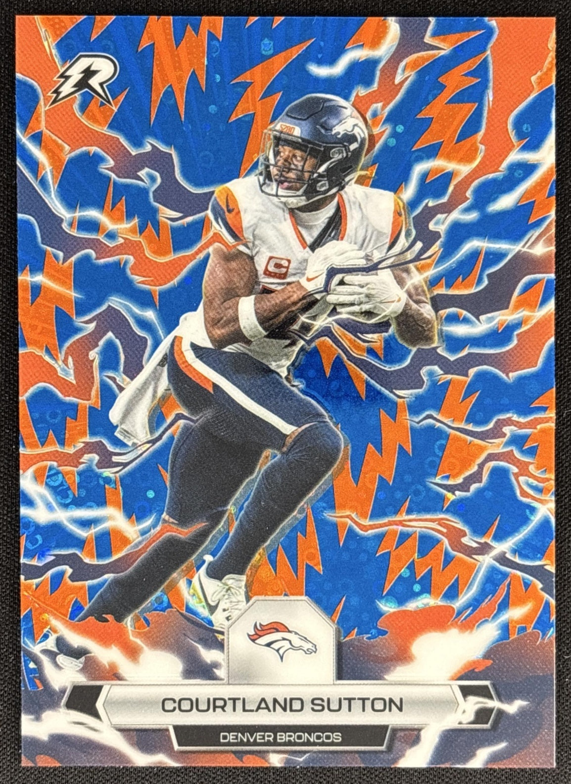 Courtland Sutton 2025 Topps Resurgence Blue and Orange Spark Refractor Broncos