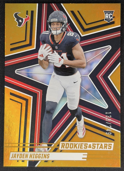 Jayden Higgins 2025 Panini Rookies & Stars Orange /249 Texans Sports Trading Cards