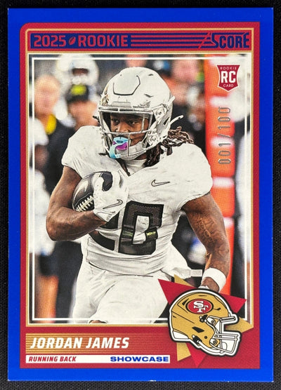 Jordan James 2025 Score Rookies Showcase /100 49ers Sports Trading Card