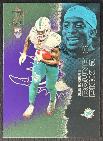Ollie Gordon II 2025 Topps Signature Class Rookie Green & Purple Foil Dolphins front