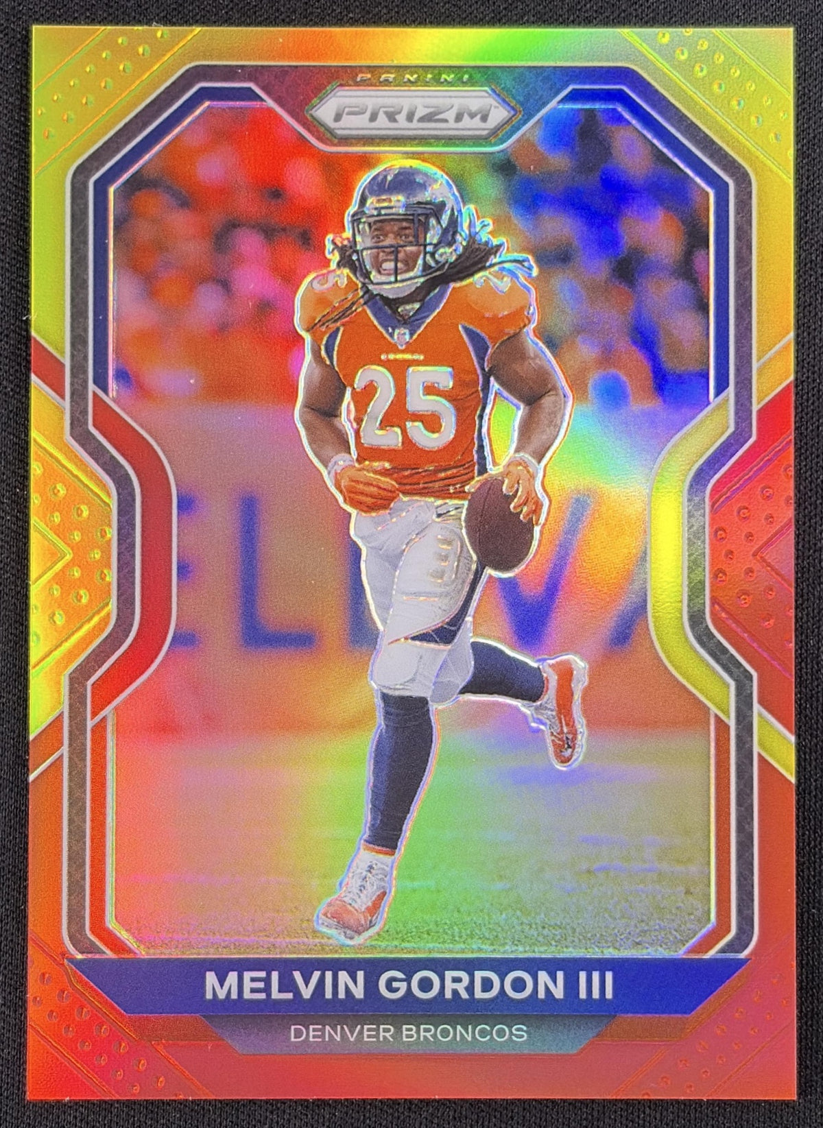 Melvin Gordon III 2020 Panini Prizm Red and Yellow /49 Broncos