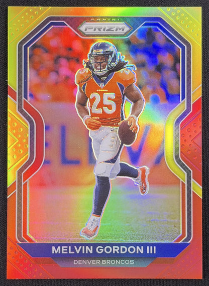 Melvin Gordon III 2020 Panini Prizm Red and Yellow /49 Broncos