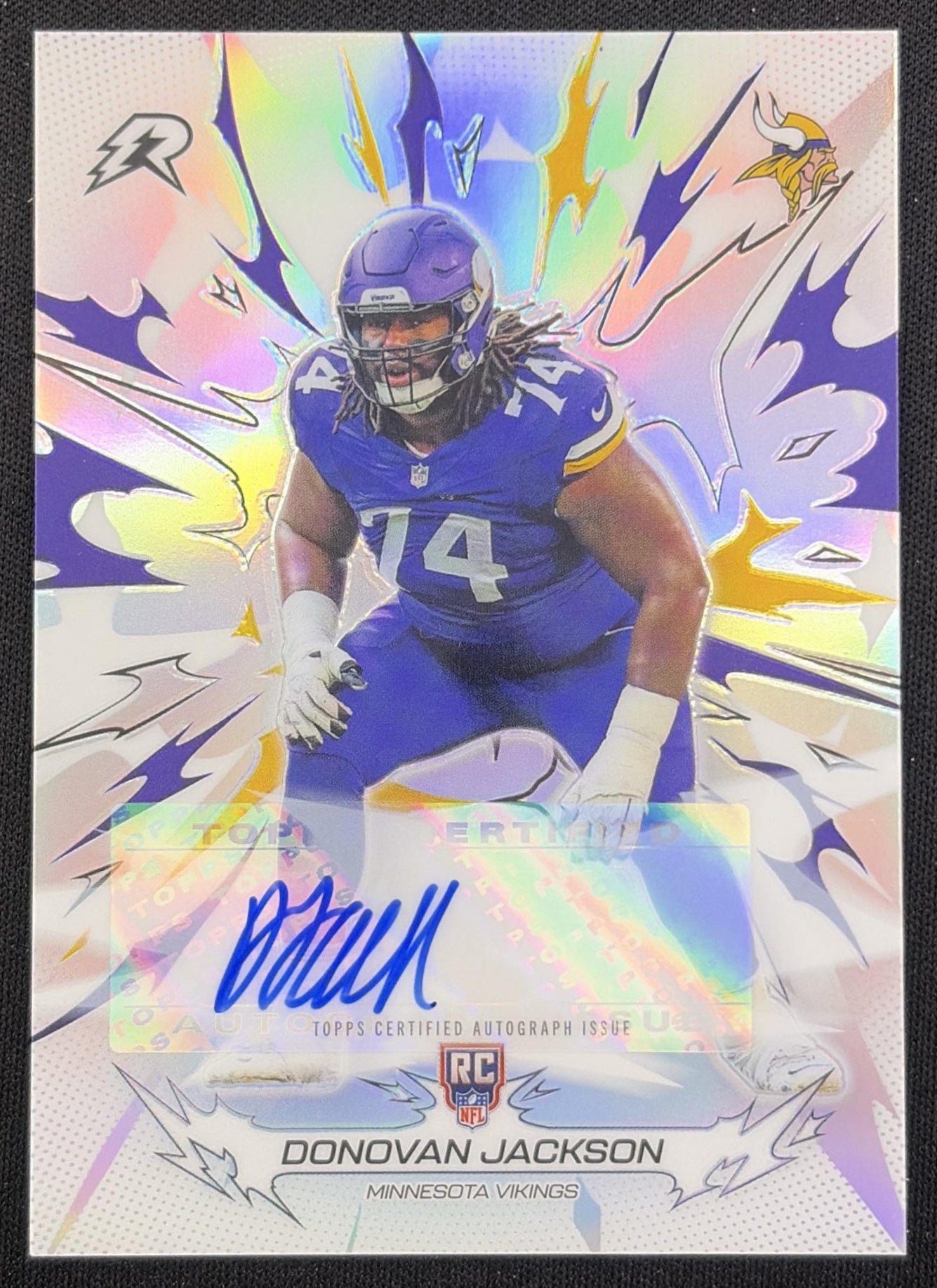 Donovan Jackson 2025 Topps Resurgence Rookie Signatures Silver Static Refractor Vikings Minnesota Vikings