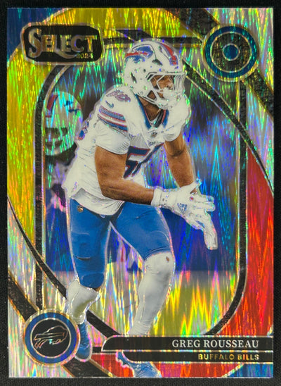 Greg Rousseau 2024 Panini Select Club Red and Yellow Prizm Shock Bills Sports Trading Cards