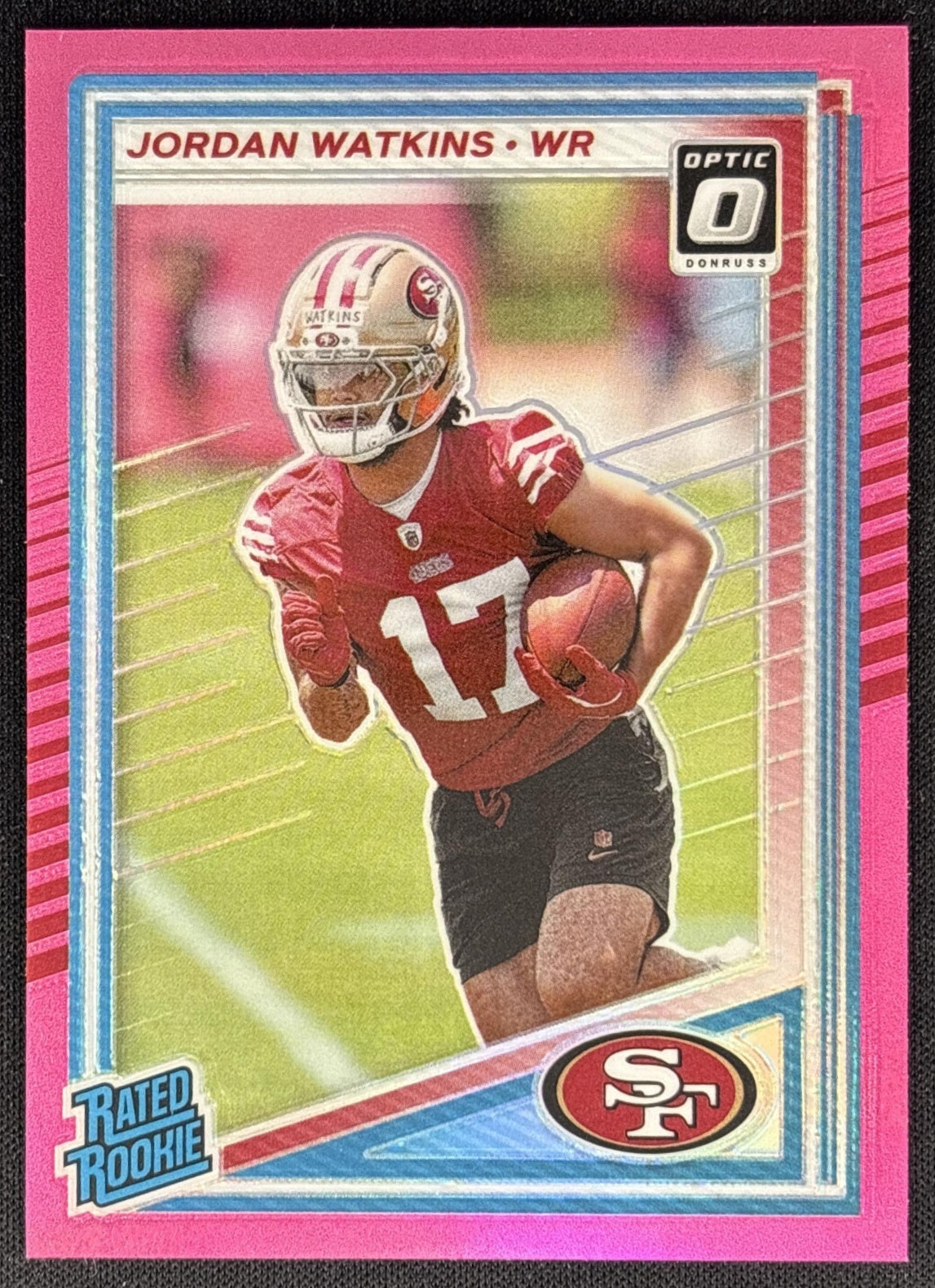 Jordan Watkins 2025 Panini Donruss Optic Rated Rookie Preview Pink 49ers - Front