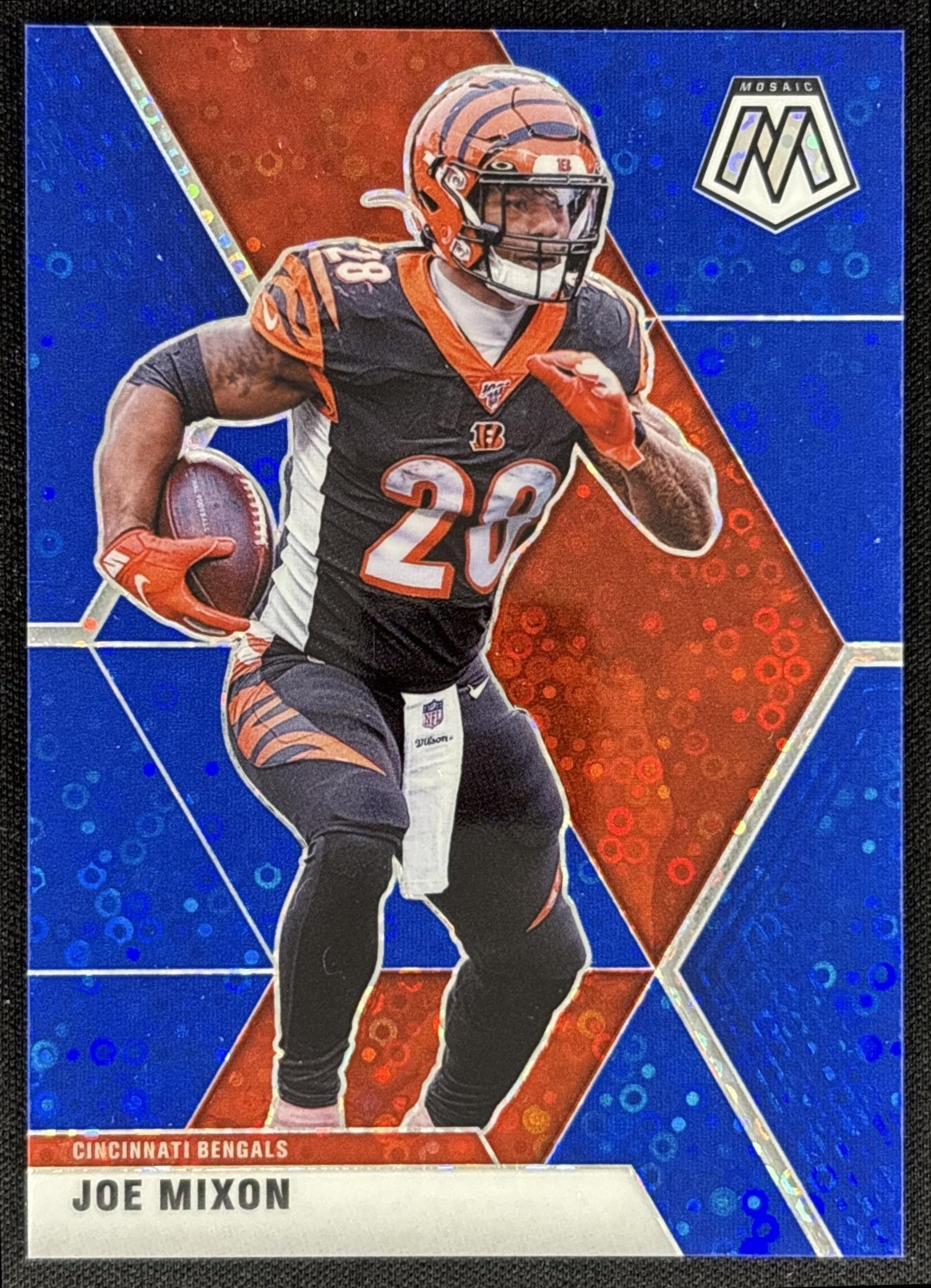 Joe Mixon 2020 Panini Mosaic No Huddle Prizm Blue /75 Bengals