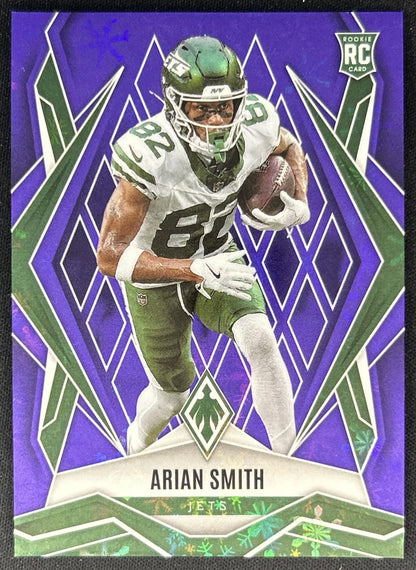 Arian Smith 2025 Panini Phoenix Purple Winter Prizm /249 Jets front