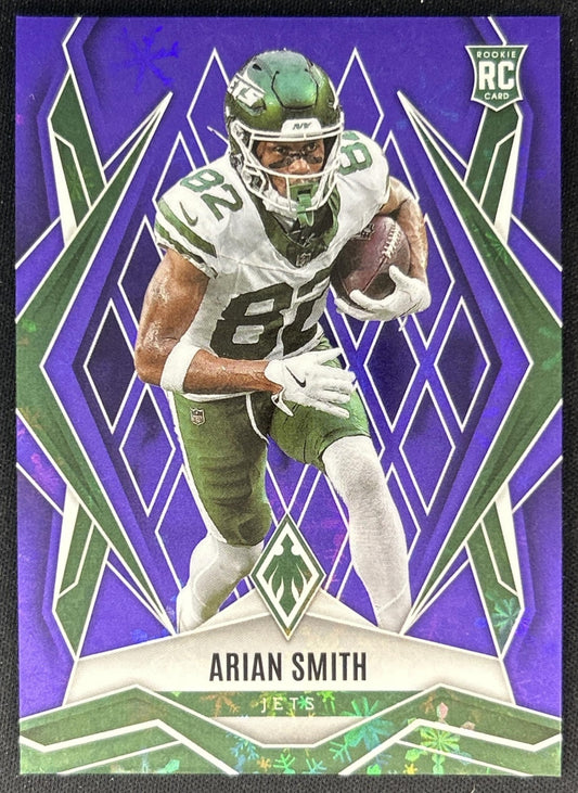 Arian Smith 2025 Panini Phoenix Purple Winter Prizm /249 Jets front