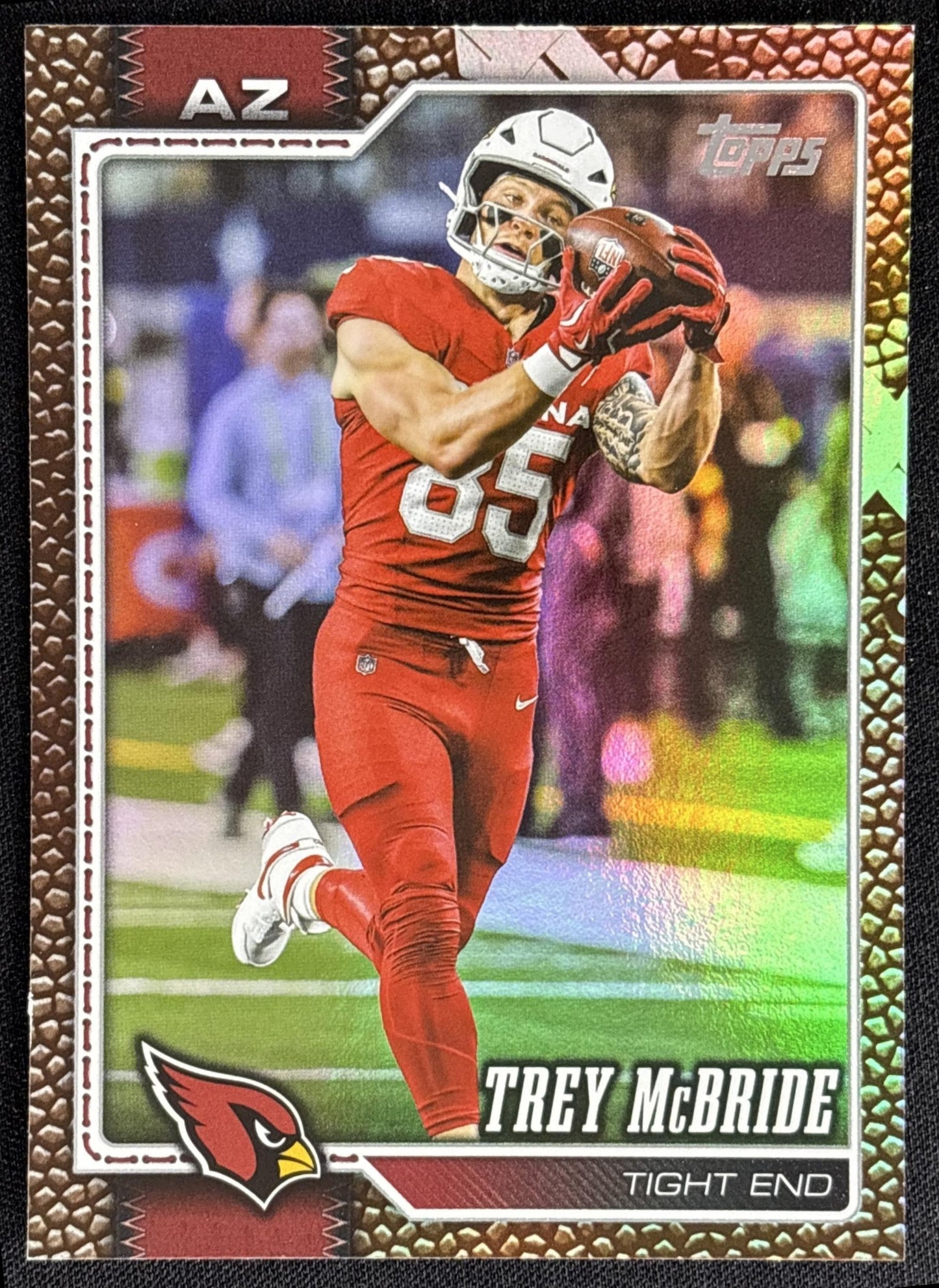 Trey McBride 2026 Topps Football Leather Foil Cardinals