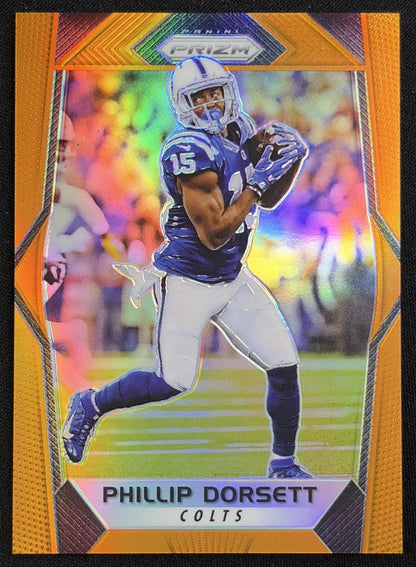 Front of Phillip Dorsett 2017 Panini Prizm Orange /275 Colts sports trading card