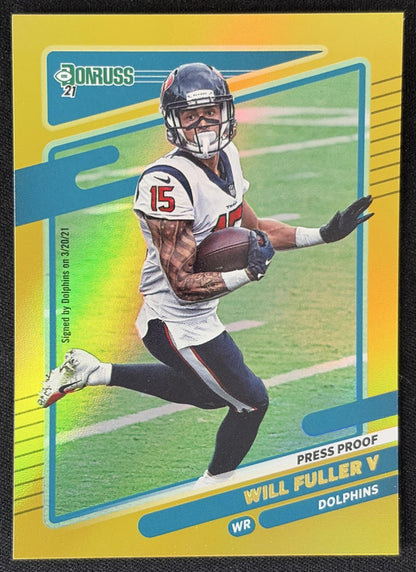 Will Fuller V 2021 Panini Donruss Press Proof Premium Dolphins Sports Trading Card