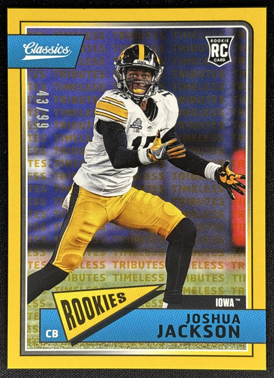 Joshua Jackson 2018 Panini Classics Timeless Tributes Gold /99 Hawkeyes front