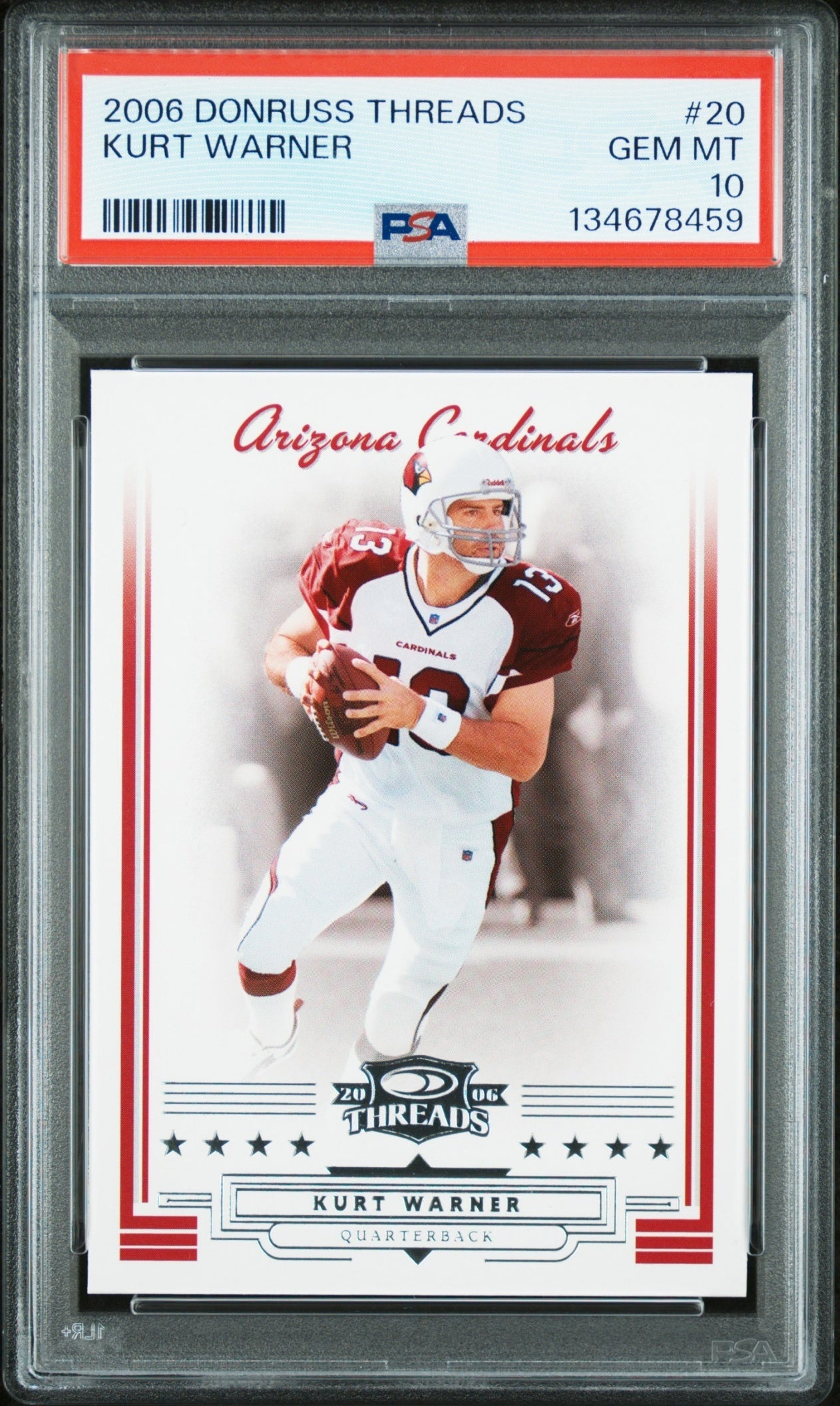 Kurt Warner 2006 Donruss Threads PSA 10 Cardinals front