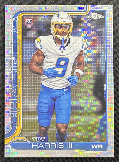 Tre Harris III 2025 Topps Chrome Rookie Pulsar Refractor Chargers