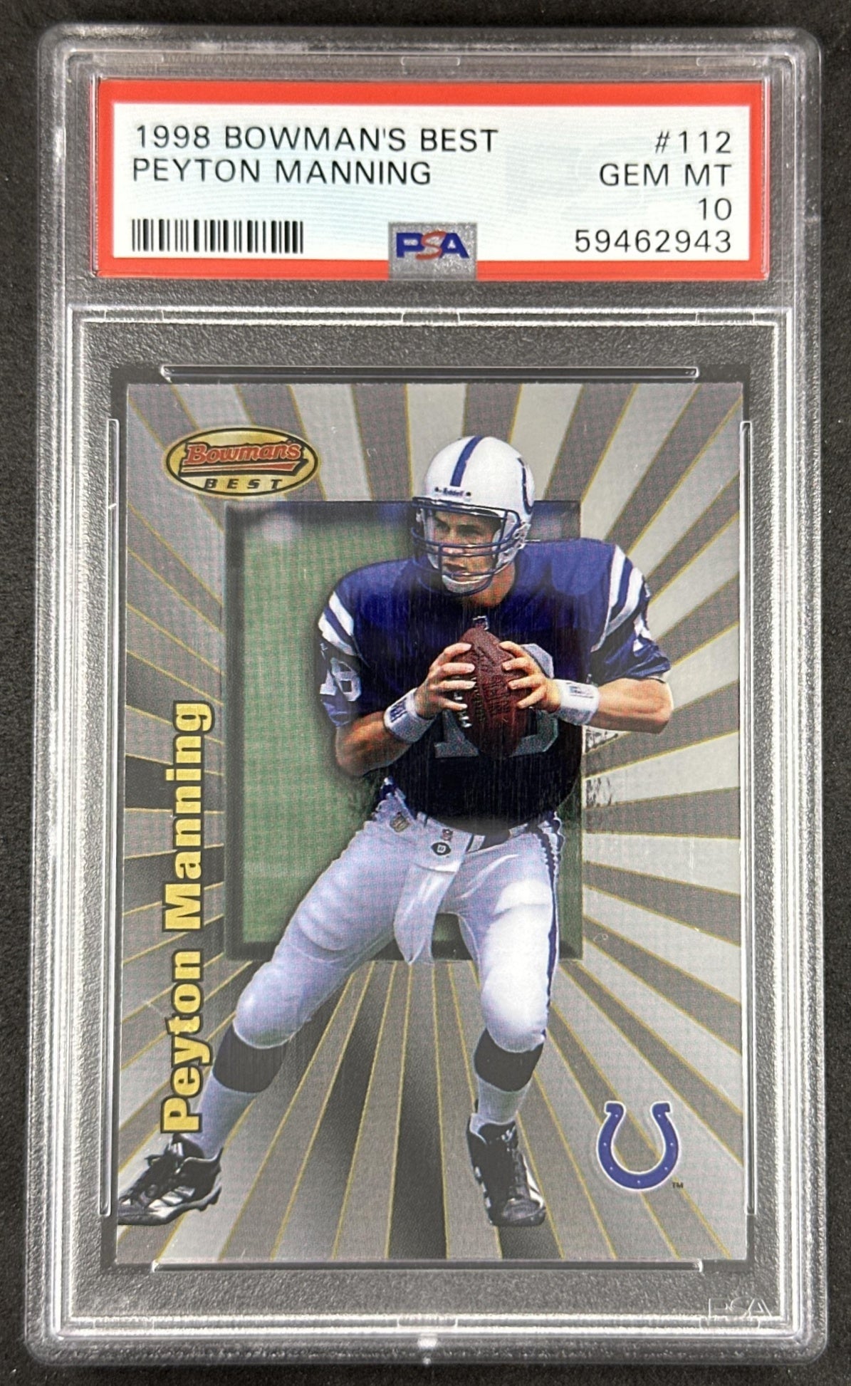 Peyton Manning 1998 Bowman's Best PSA 10