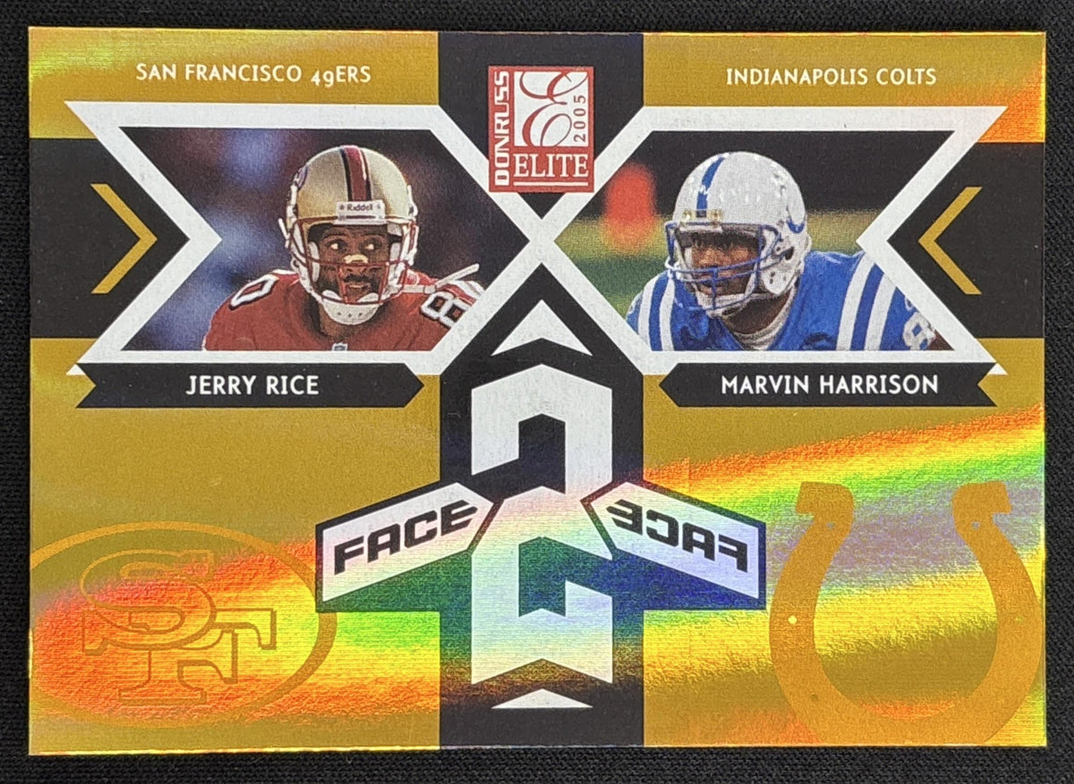 Jerry Rice Marvin Harrison 2005 Donruss Elite Face 2 Gold /1000 Panthers