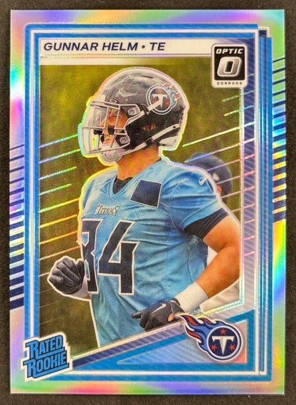 Gunnar Helm 2025 Donruss Optic Rated Rookie Holo Titans Sports Trading Card