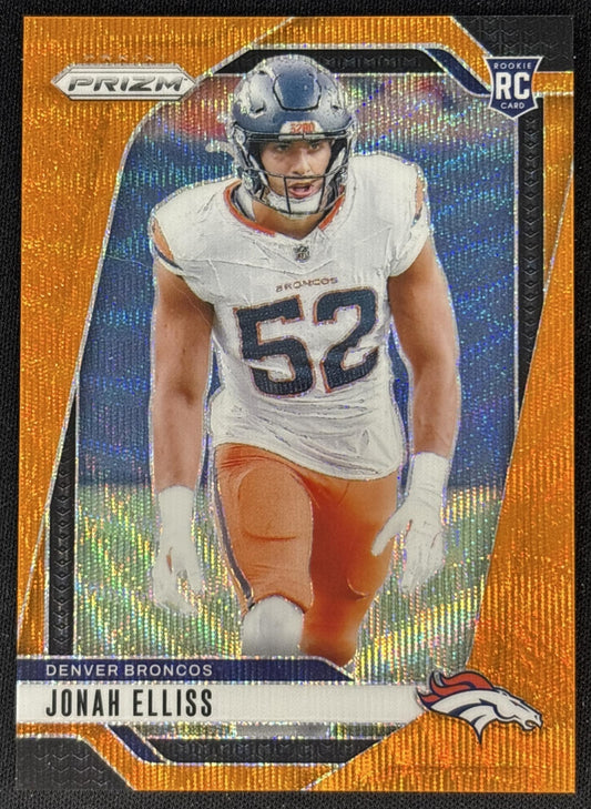 Jonah Elliss 2024 Panini Prizm Orange Wave /60 Broncos front