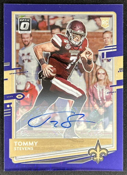 Tommy Stevens 2020 Panini Donruss Optic Rookies Auto Purple /35 Saints
