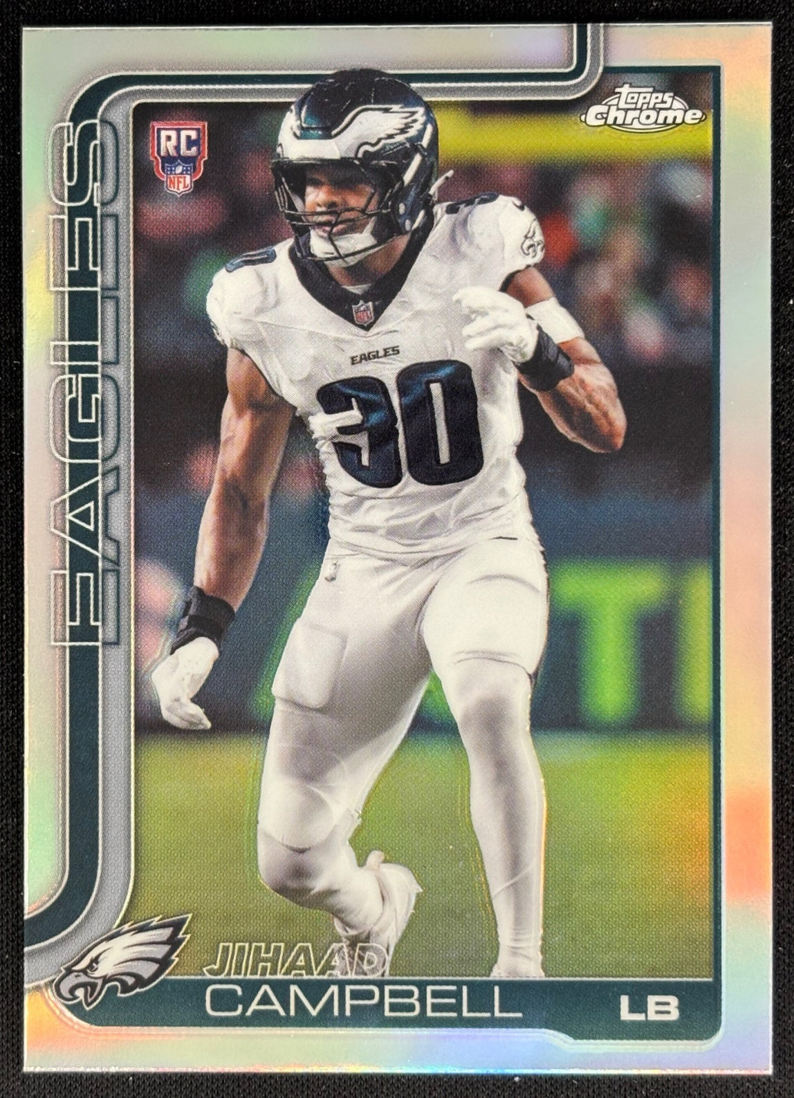 Jihaad Campbell 2025 Chrome Rookie Refractor Eagles Sports Trading Cards