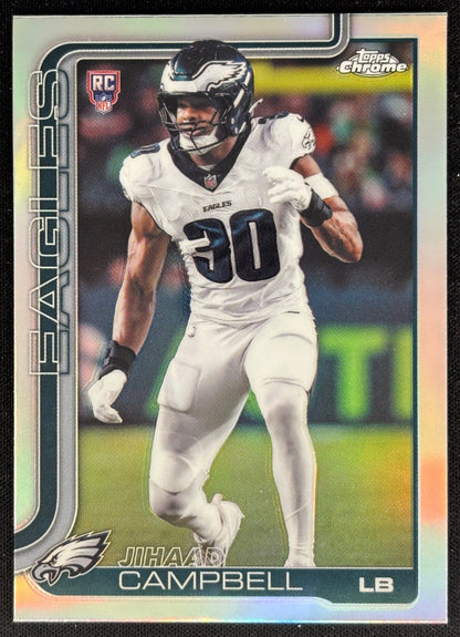 Jihaad Campbell 2025 Chrome Rookie Refractor Eagles Sports Trading Cards