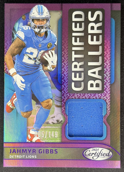 Jahmyr Gibbs 2025 Panini Certified Ballers Mirror Purple /149 Lions Sports Trading Cards
