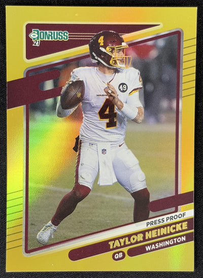 Taylor Heinicke 2021 Panini Donruss Press Proof Premium Commanders Sports Trading Card