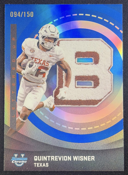 Quintrevion Wisner 2025 Bowman Chrome University Lettered Up! Blue Refractor /150 Longhorns