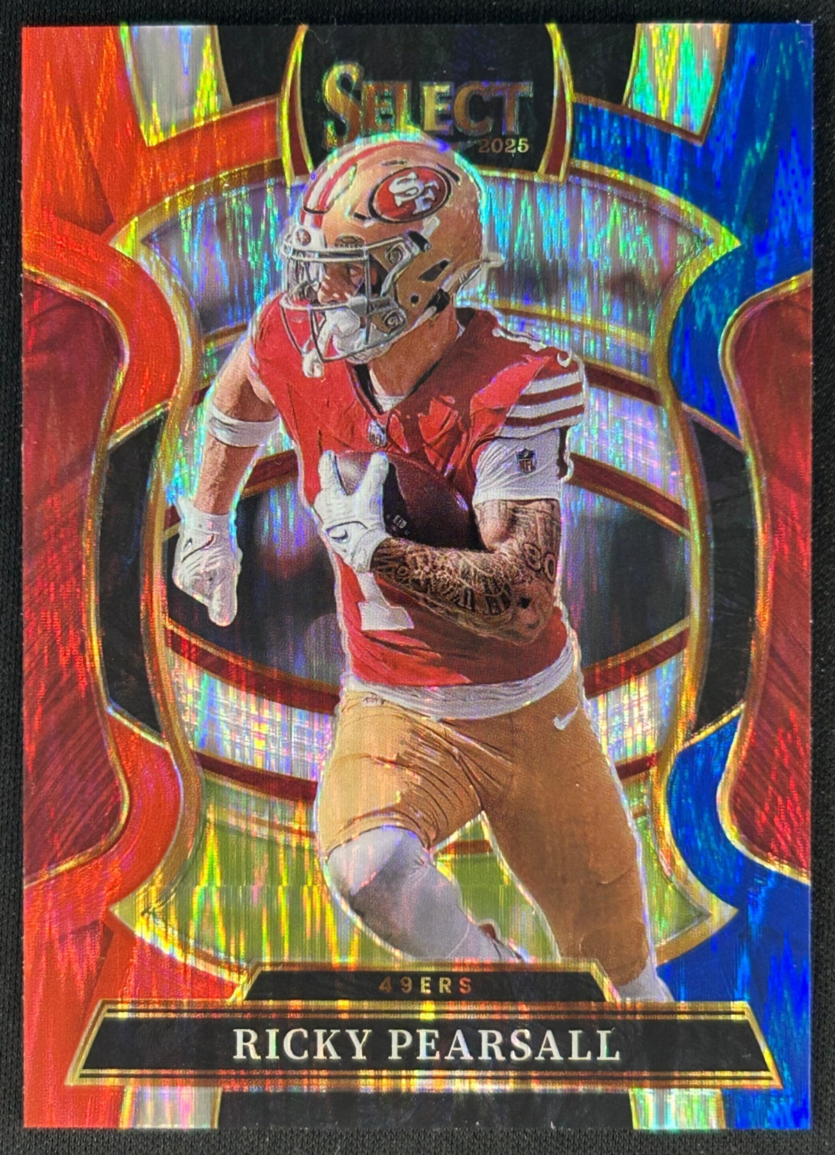 Ricky Pearsall 2025 Select Concourse Red and Blue Prizm Shock 49ers Sports Trading Cards