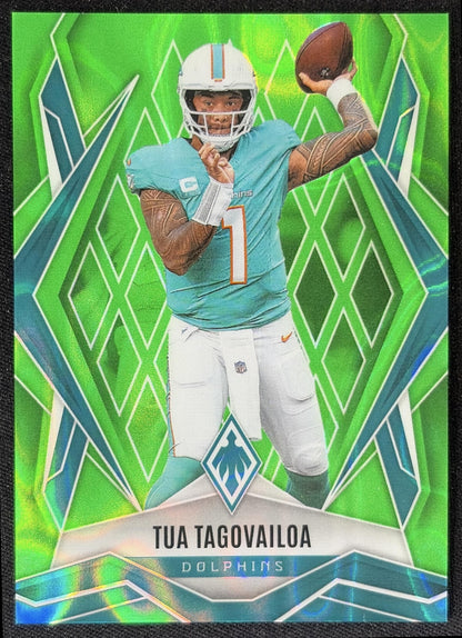 Tua Tagovailoa 2025 Panini Phoenix Lime Green Lava Prizm /225 Dolphins