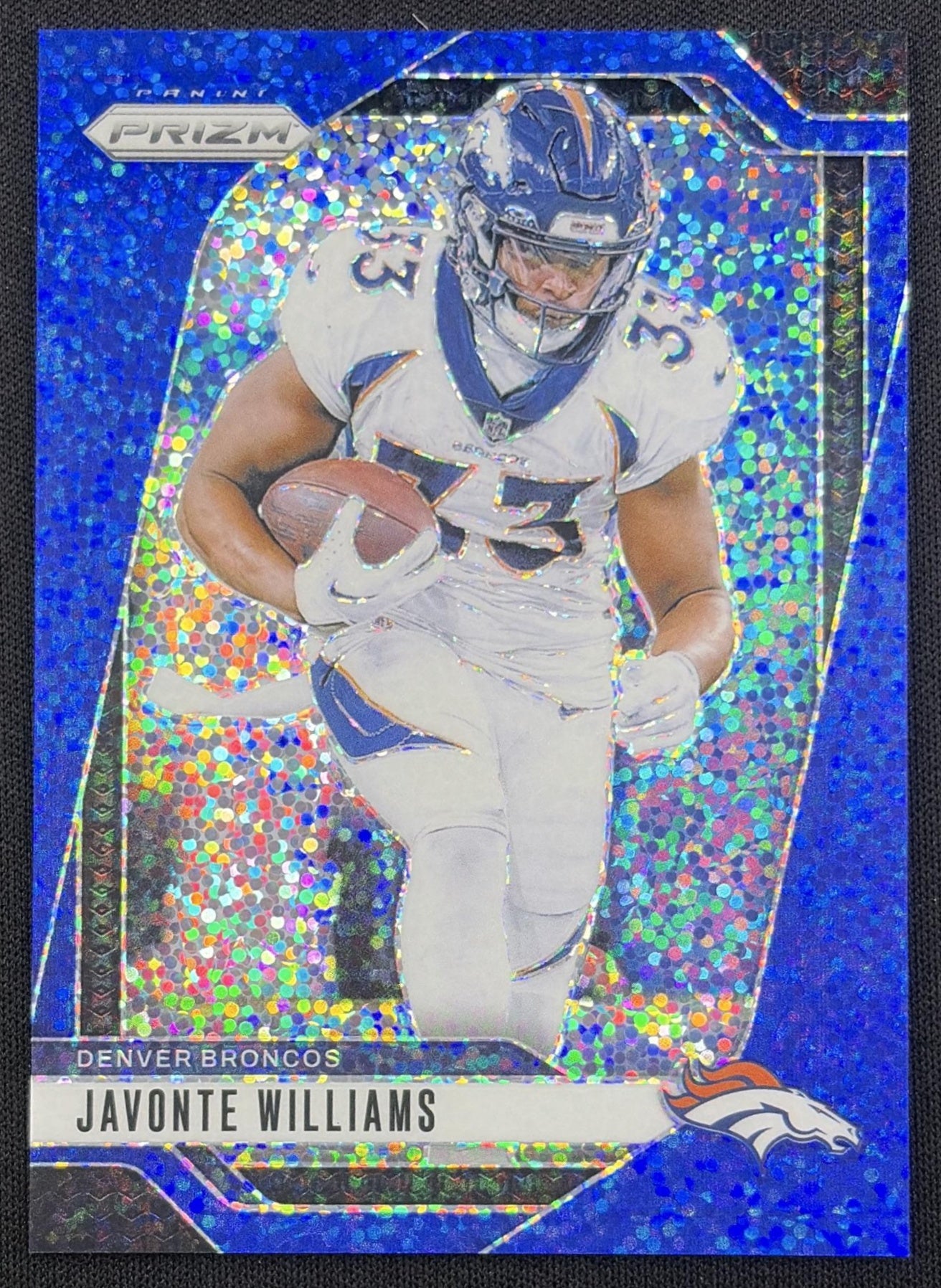 Javonte Williams 2024 Panini Prizm Blue Sparkle /96 Broncos