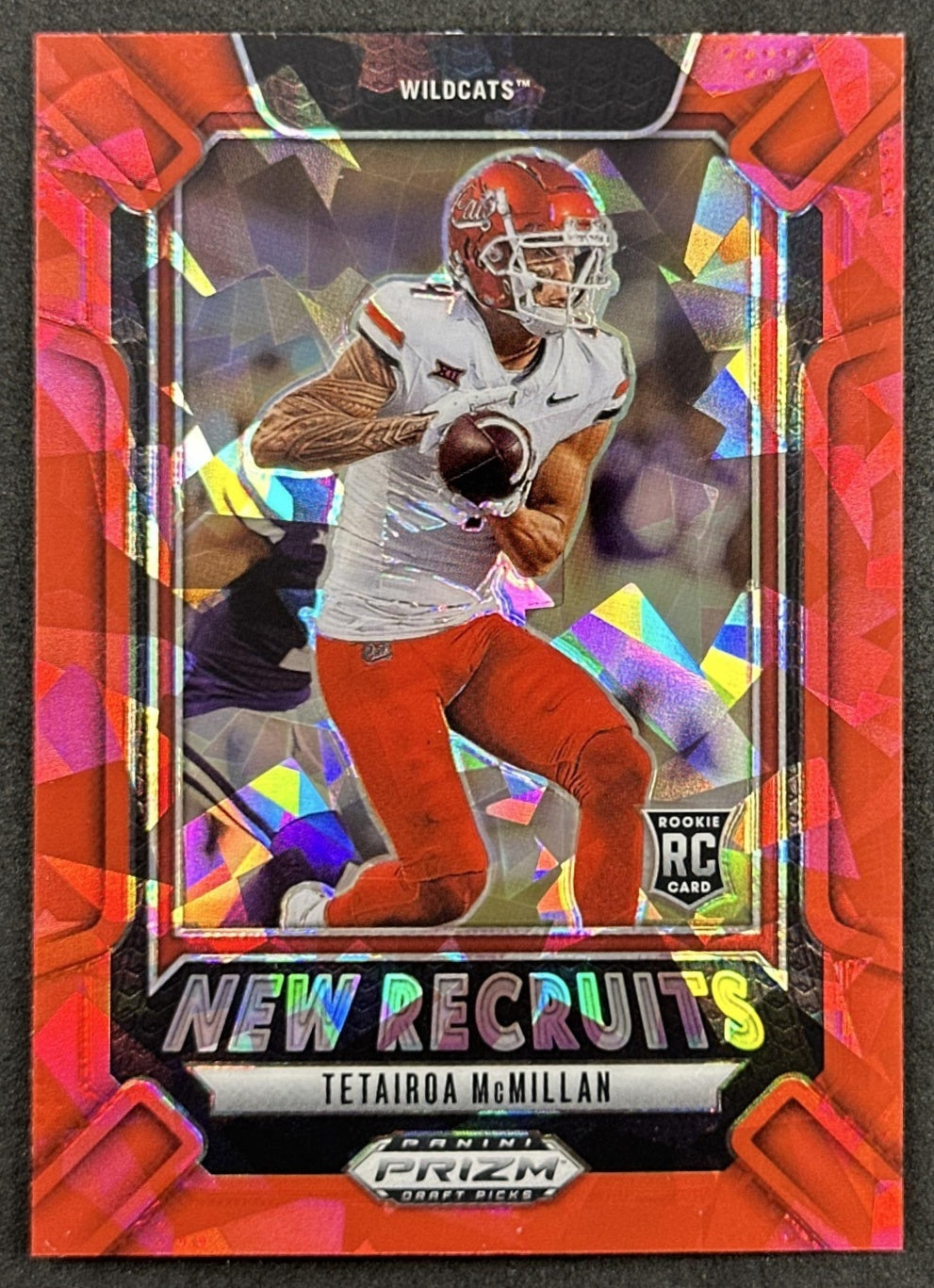 Tetairoa McMillan 2025 Panini Prizm Draft Picks New Recruits Red Ice Wildcats Panthers - Front