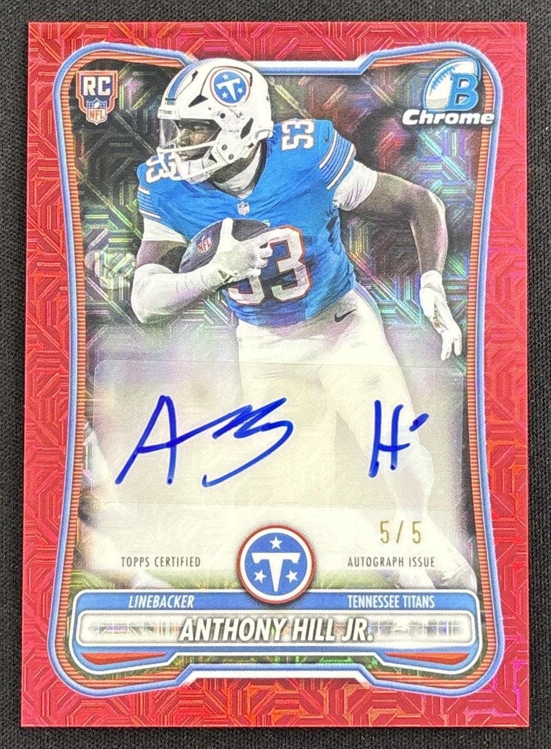 Anthony Hill Jr. 2026 Bowman Chrome Rookie Auto Red Mojo Refractor /5 Titans