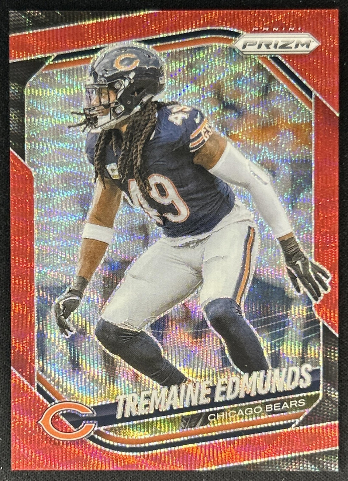Tremaine Edmunds 2025 Panini Prizm Red Wave /149 Bears Front