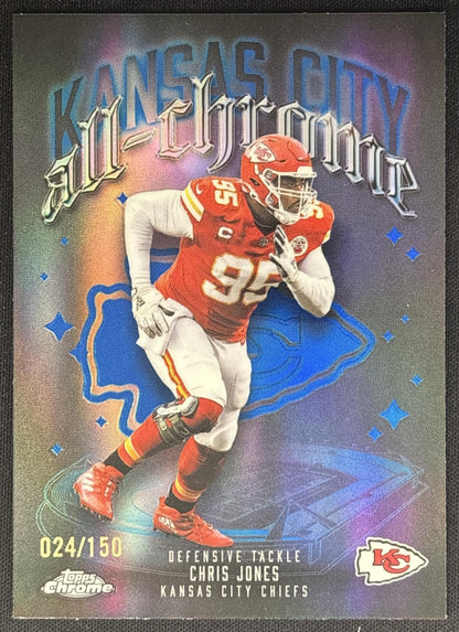 Chris Jones 2025 Topps Chrome All Team Blue Refractor /150 Chiefs front